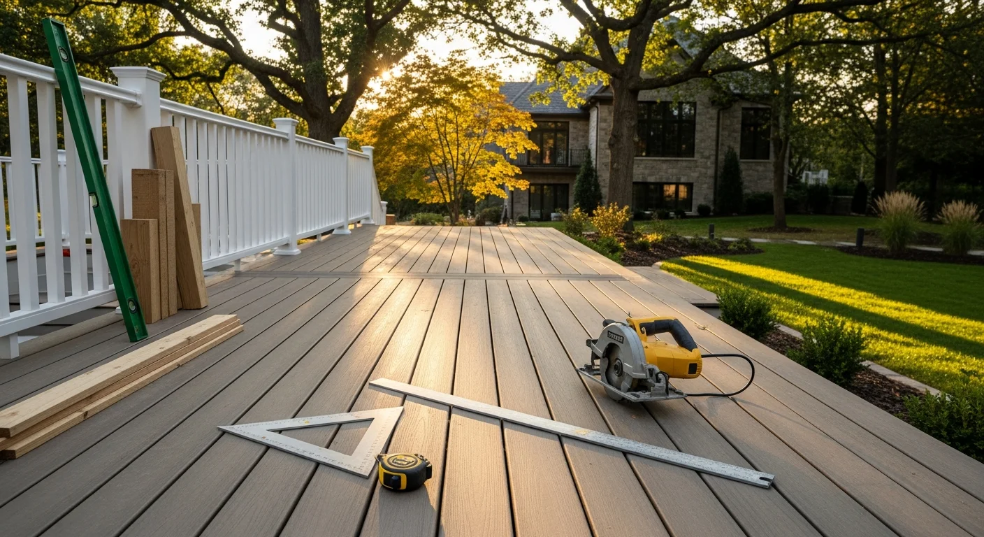 Residential home exterior with completed construction project